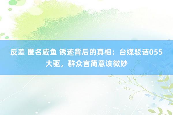 反差 匿名咸鱼 锈迹背后的真相：台媒驳诘055大驱，群众言简意该微妙