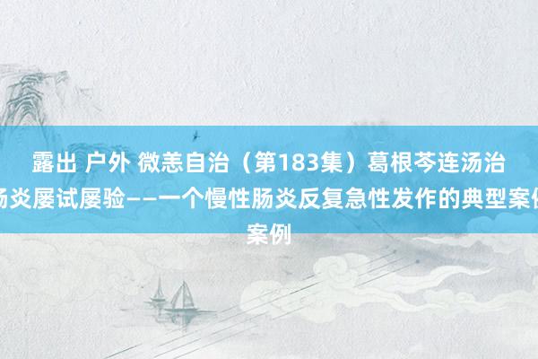 露出 户外 微恙自治（第183集）葛根芩连汤治肠炎屡试屡验——一个慢性肠炎反复急性发作的典型案例